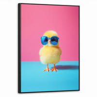 LEINWAND Bilder mit Rahmen - Chick - Sonnenbrille - Blau - 50x70 - Pink, Textil (50/70cm) - MuchoWow
