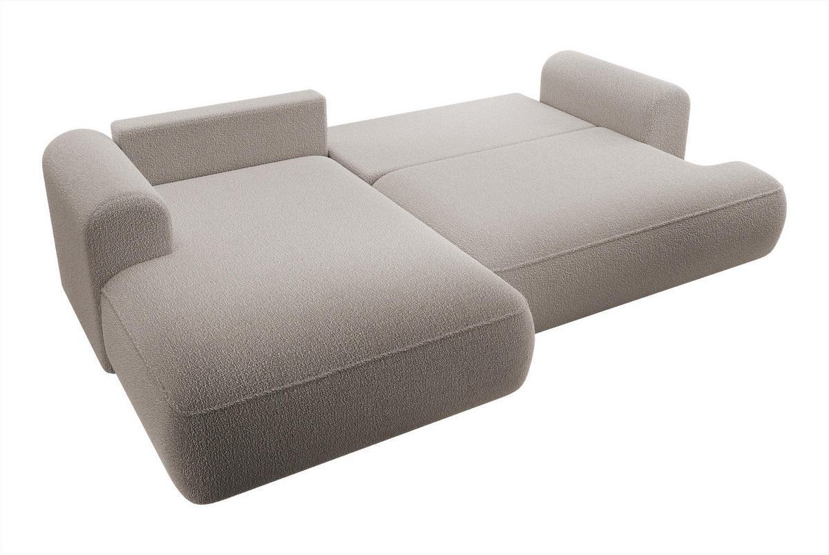 ECKSOFA Ovo Dunkelbeige Boucle - Schwarz/Mokka, Kunststoff/Textil (260/165cm) - Selsey
