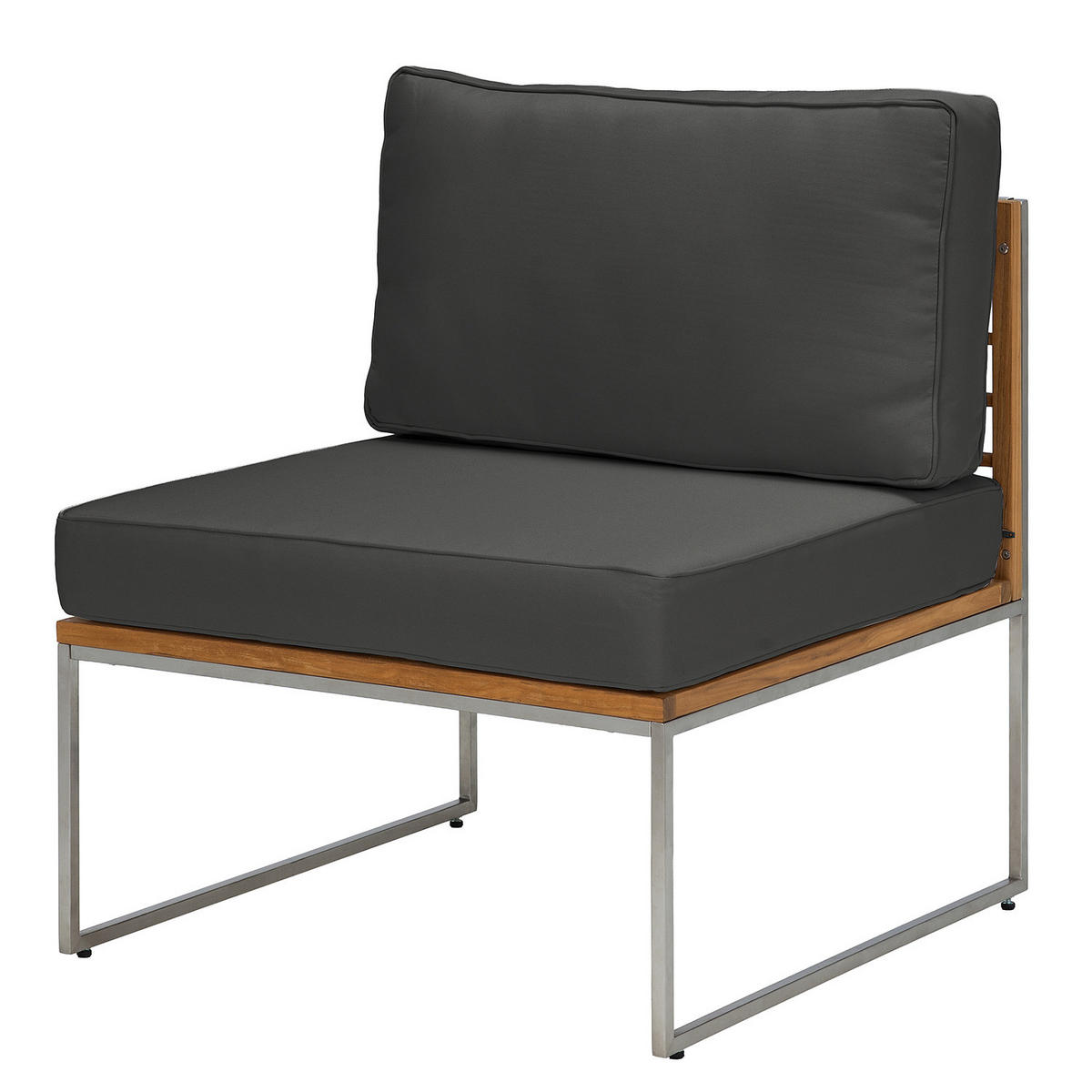 LOUNGESESSEL - Webstoff / Teak massiv - Anthrazit, Holz/Textil (70/74/70cm) - home24