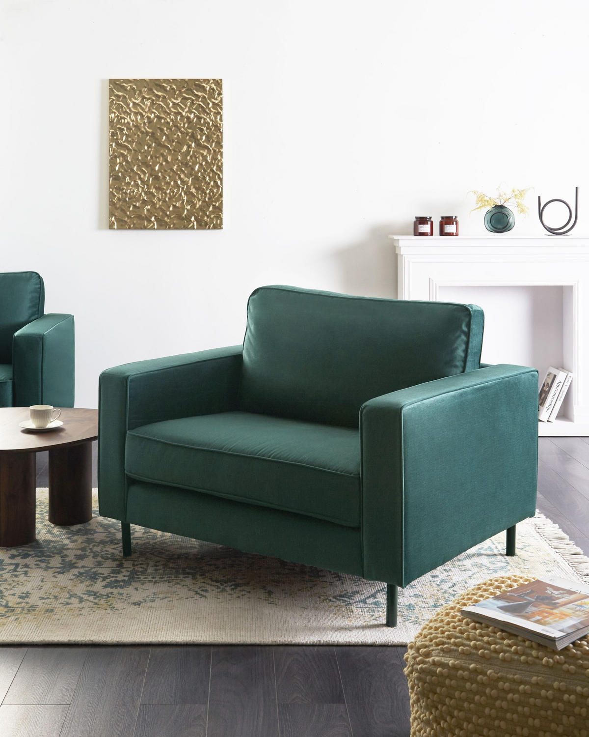 SESSEL Dunkelgrün Savalen - Dunkelgrün/Schwarz, Textil (117/87/91cm) - Beliani