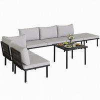 GARTENSET 6-teilig Hellgrau 234.0/176.0/64.0 cm - Hellgrau, Metall