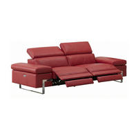 3-SITZER Sofa Opera Echtleder mit 2 x Relaxfunktion Rot - Rot, Leder/Metall (223/75/109cm)