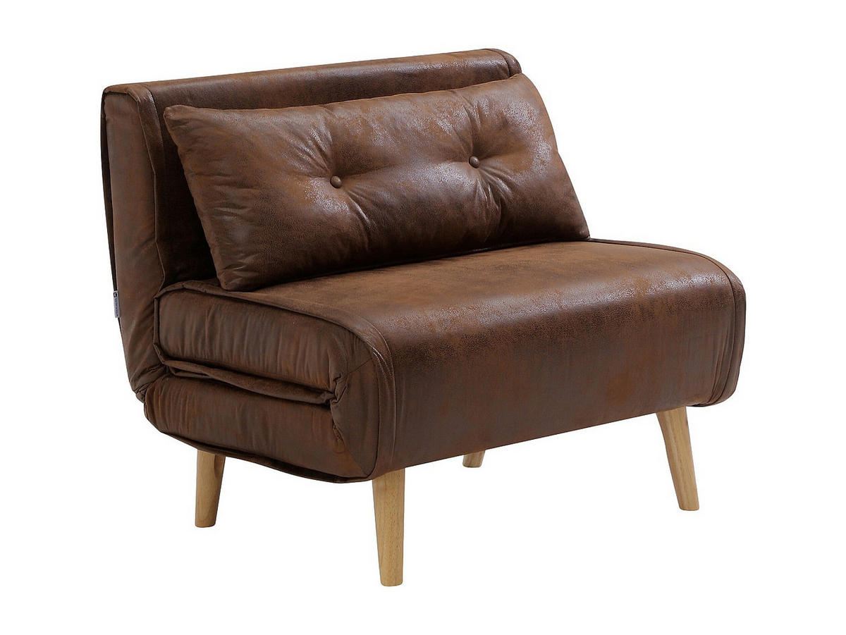 SCHLAFSESSEL - 1 Person - stoff - braun Valerio - Braun, Holz/Textil (90/81/78cm) - Vente-Unique