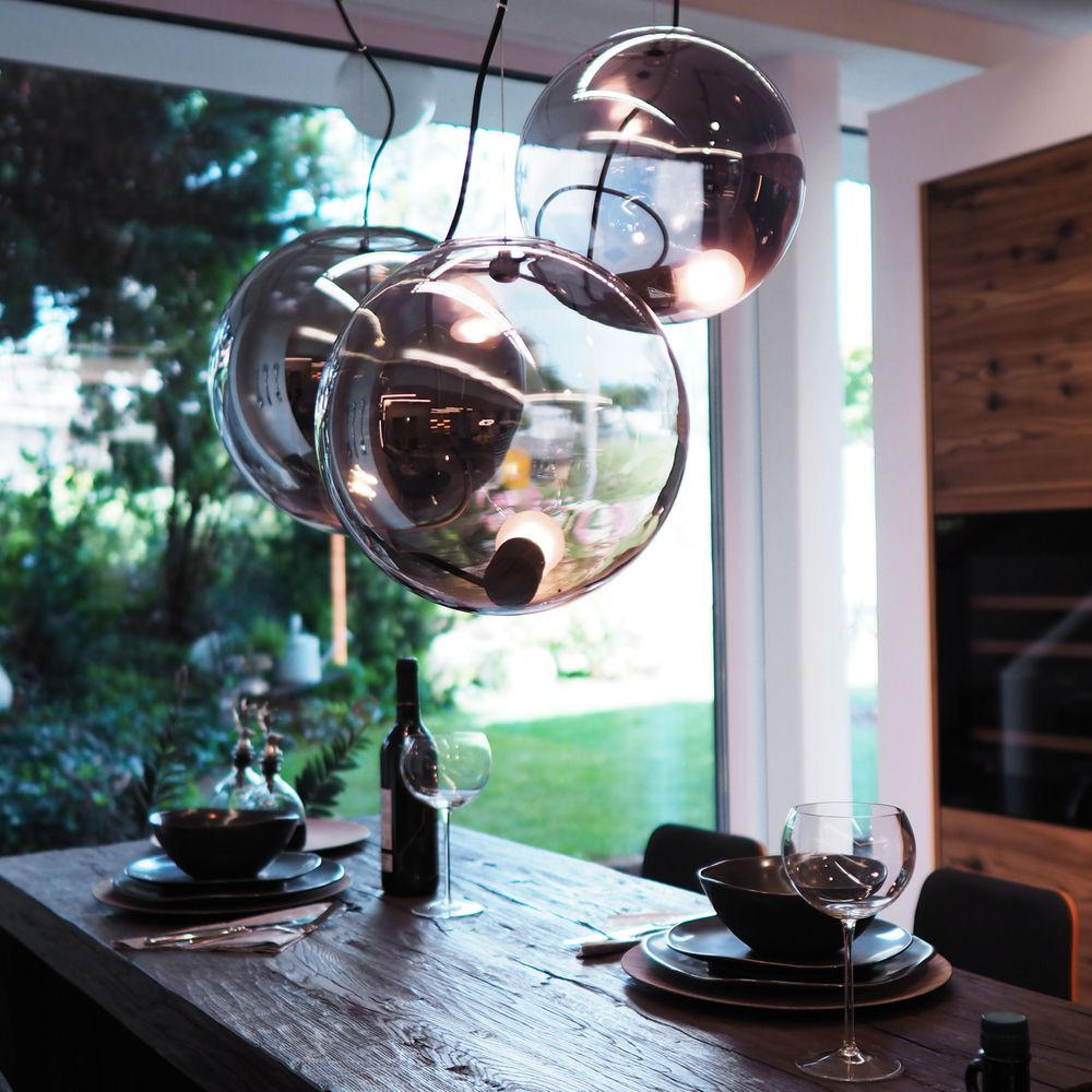 PENDELLEUCHTE Sphere Chrom/Rauch Ø 40cm - Chromfarben, Glas (40/40/40cm) - s.luce