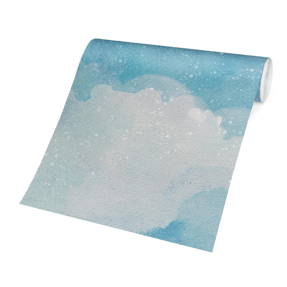 FOTOTAPETE Wolken Wasserfarben 288/288 cm - Blau, Papier (288/288cm) - Bilderwelten