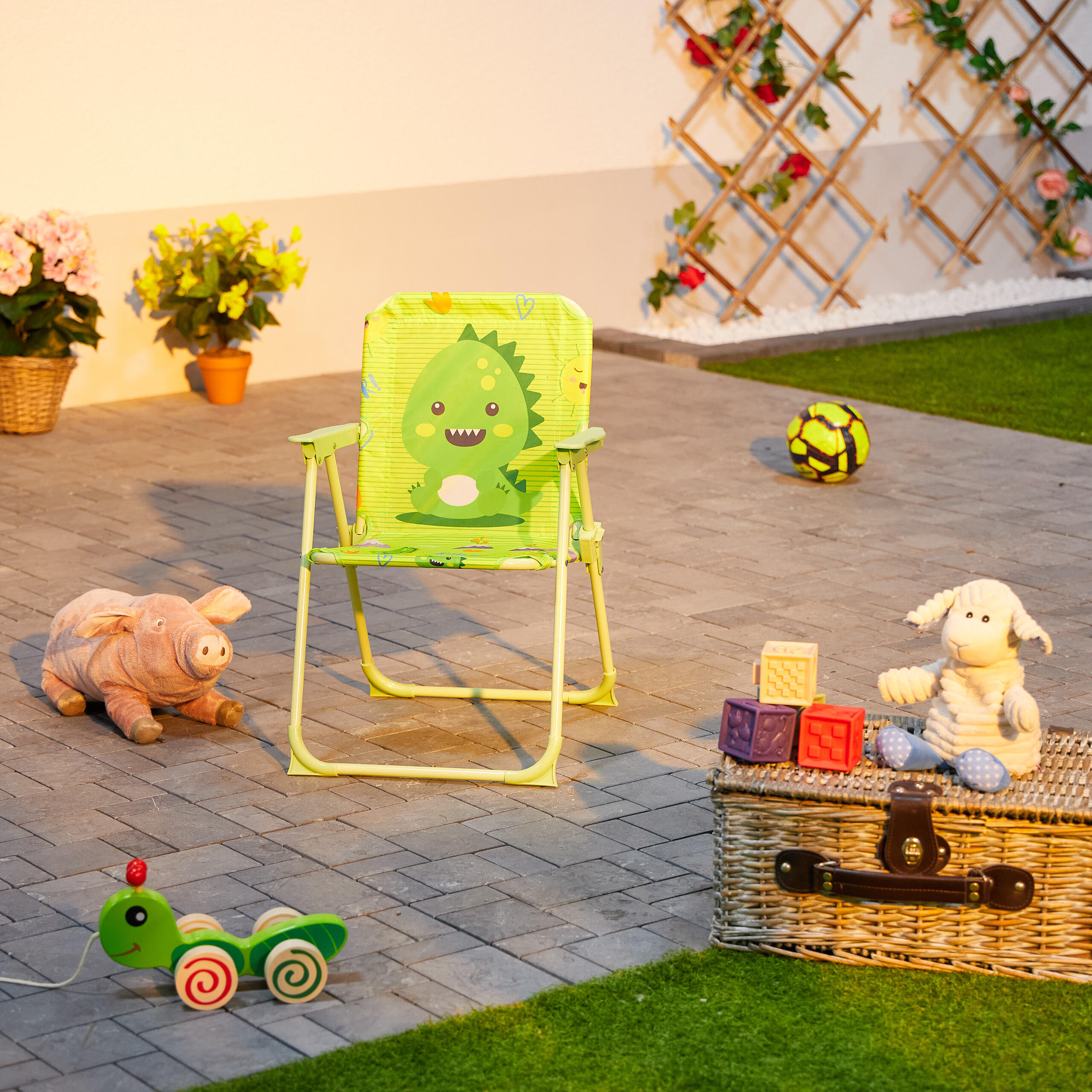 Thumbnail - Relaxdays Kinder-Klappstuhl, Hellgrün, Metall, Textil, 36x51.5x37.5 cm, Kinder- & Jugendzimmer, Kindermöbel, Kindersitzm...