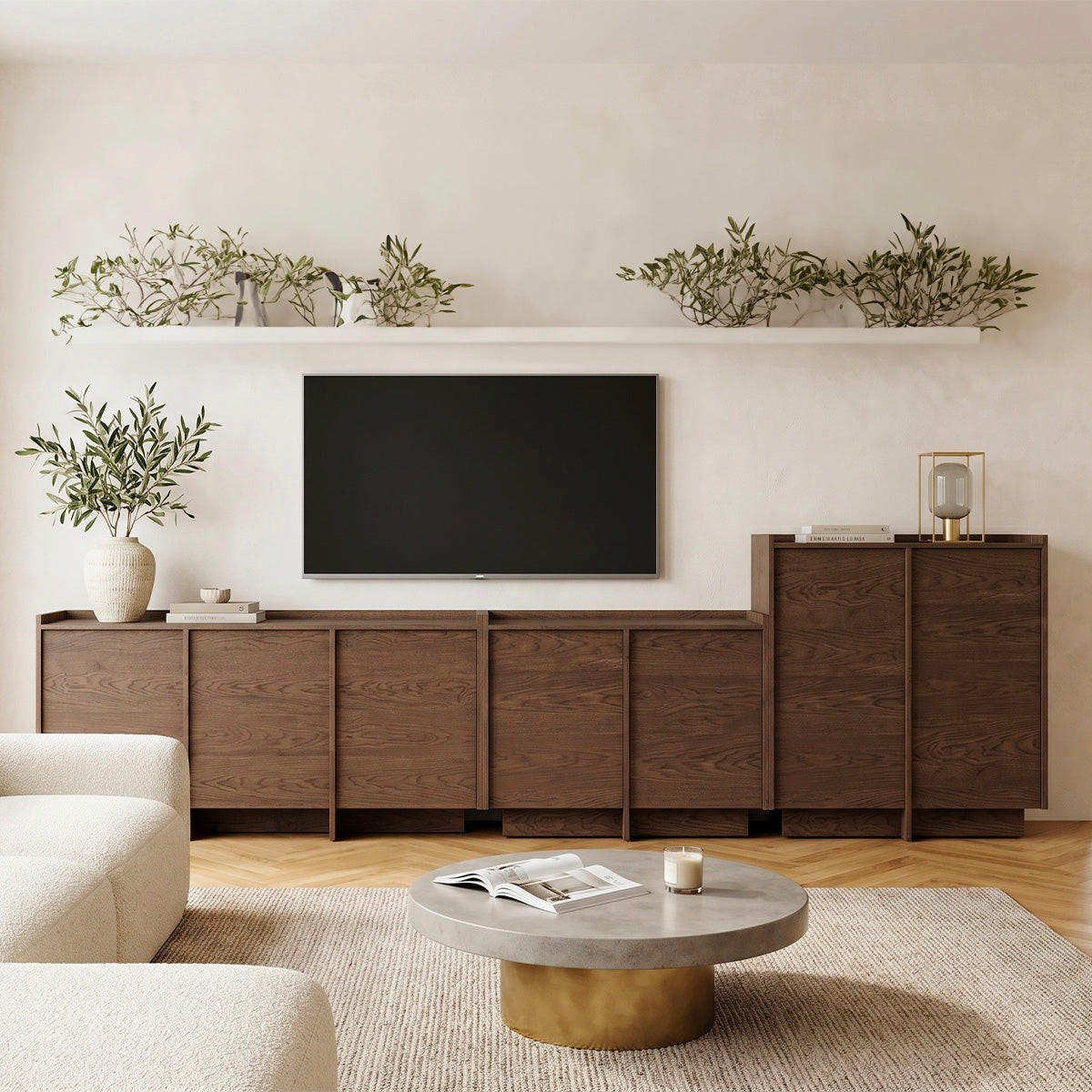 SIDEBOARD Japandi Dunkles Holz - Braun, Holzwerkstoff (102/128/38cm) - Petits-meubles