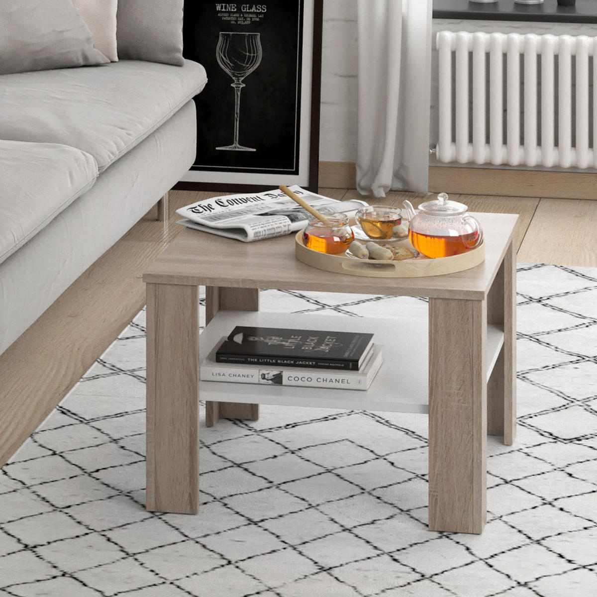 COUCHTISCH Homer Sonoma 60 x 60 cm - Sonoma Eiche, Holzwerkstoff (60/60/42cm) - Vicco