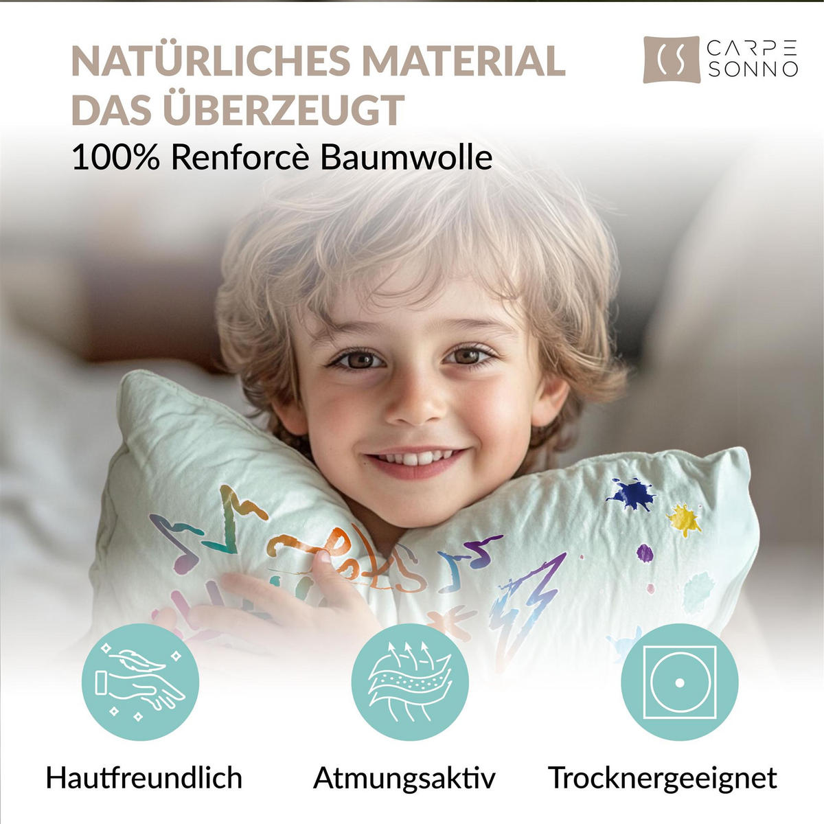 KINDERBETTWÄSCHE 135x200 cm Dino Dinosaurier aus 100% Baumwolle - Leuchtet um Dunkeln - Grün, Textil (135/200cm) - Carpe Sonno