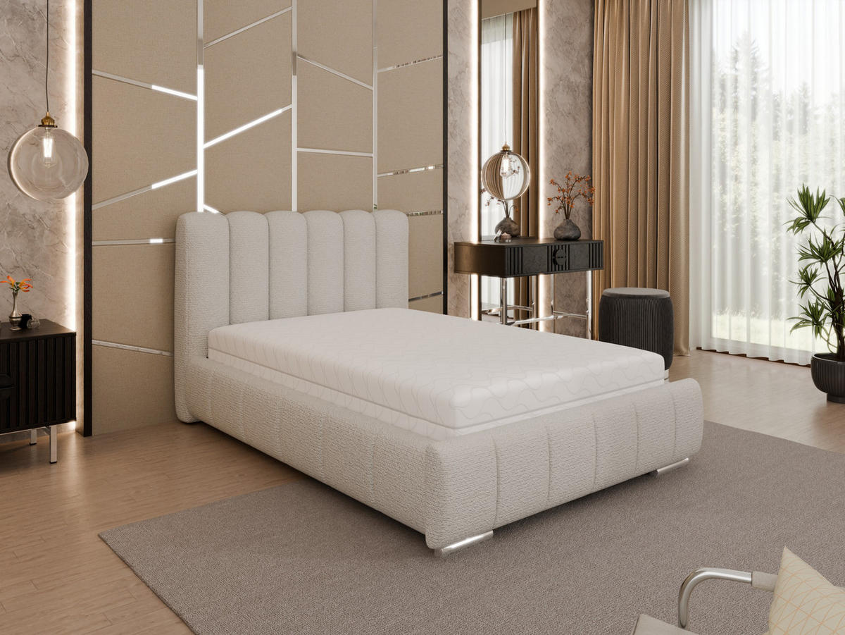 POLSTERBETT Zaira 120x200cm – Elegantes Polsterbett für modernen Wohnstil , Taschenfederkernmatratze Pocket (19cm), cappuccino - Cappuccino, Holz (120/200cm) - Homesy