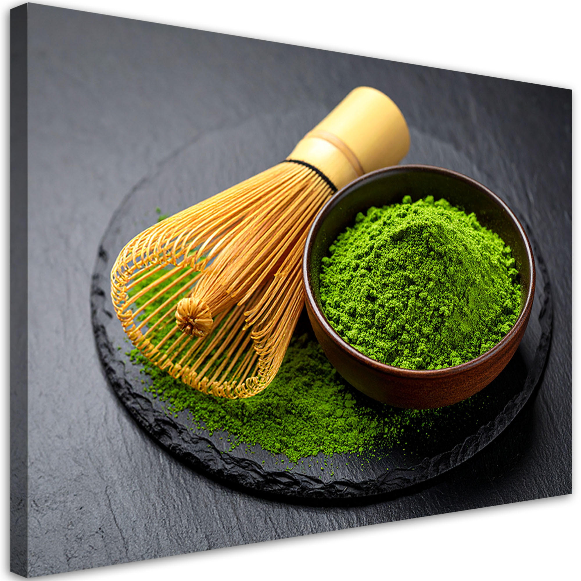 LEINWANDBILD Japanischer Matcha-Tee 60x40cm - Grün, Textil (60/40cm) - Feeby