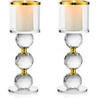 KERZENSTÄNDER 2-teiliges Set Kristall Glas Gold 19,5 cm - Goldfarben, Glas (7/19.5/7cm)