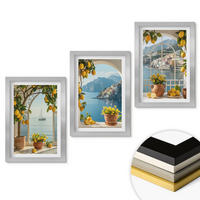 WANDBILDER 3er Set - 20x30 cm Silberner Rahmen - Zitronenblumen aus der Küstenstadt - Silberfarben, Kunststoff (20/30cm) - ArtPrintCave