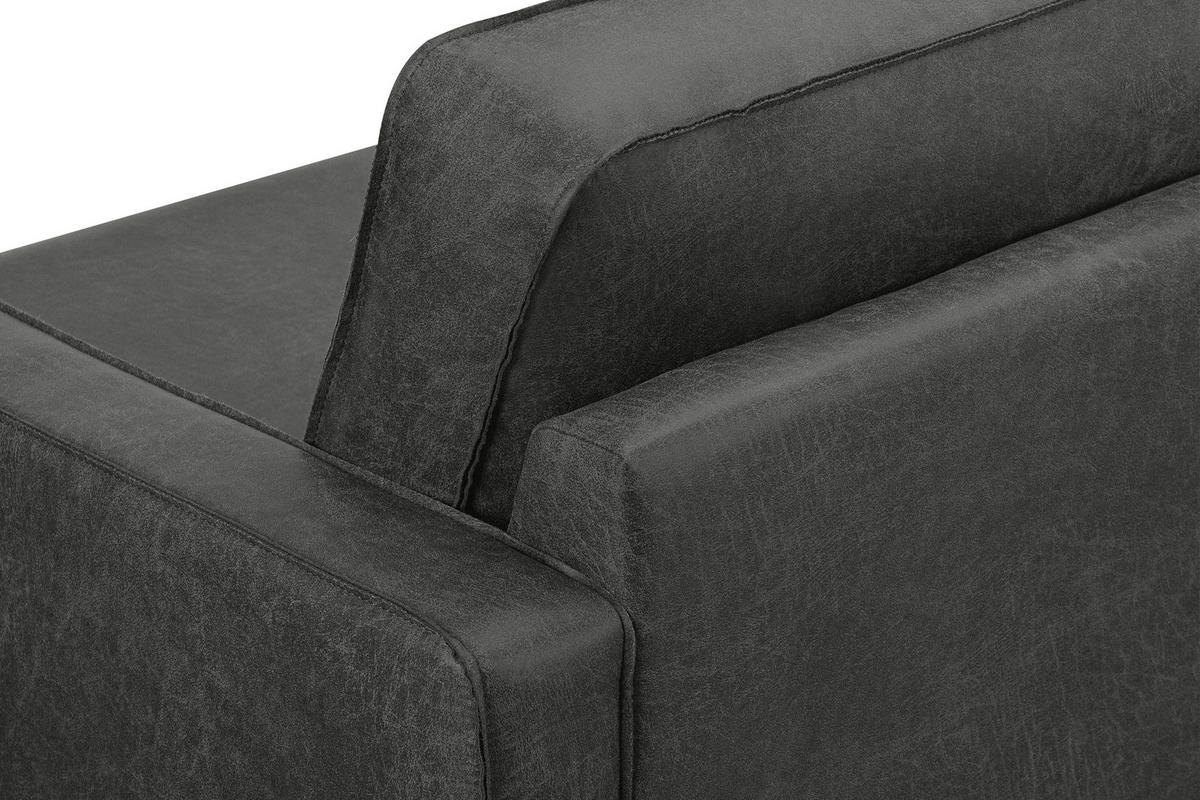 2-SITZER-SOFA INVIA Klassische-Stil mit Armlehnen, Lederoptik-Stoff, dunkelgrau - Dunkelgrau/Schwarz, Textil (164/87/98cm) - KONSIMO®