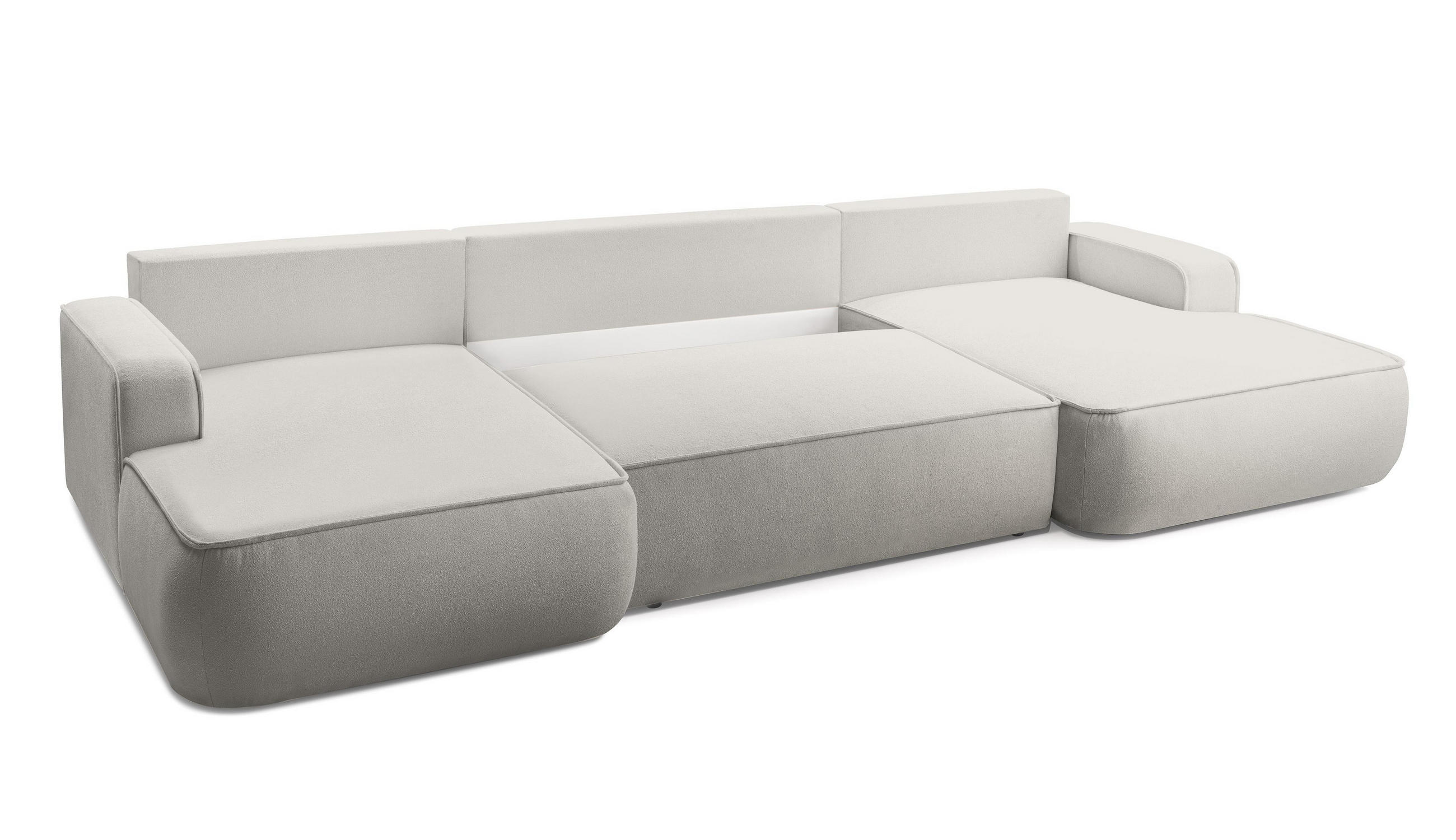 WOHNLANDSCHAFT Ablia Hellgrau 364/168/87 cm mit Schlaffunktion - Hellgrau/Schwarz, Kunststoff/Textil (364/87/168cm) - AX Living