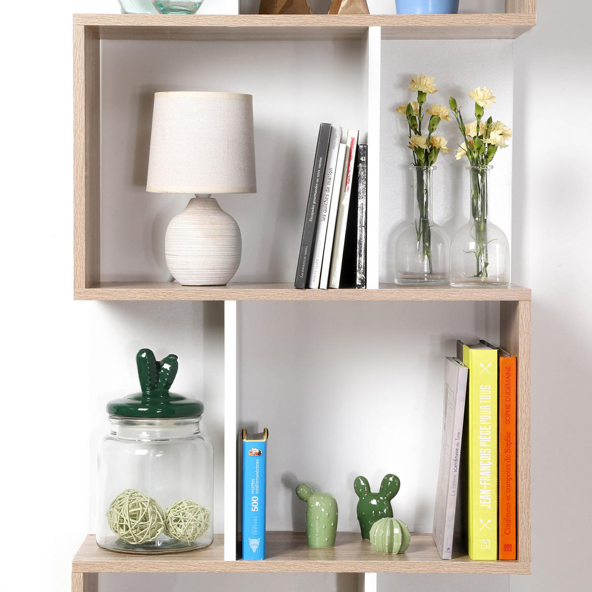 BÜCHERREGAL mit mehreren Fächern H180 cm - Dekor Holz und Weiß - Apfelbaumfarben, Holzwerkstoff (24/180/60cm) - Calicosy