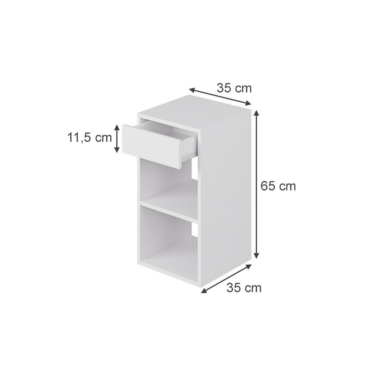 NACHTTISCH Dany Weiß 2er Set - Weiß, Holzwerkstoff (35/65/35cm) - Vicco