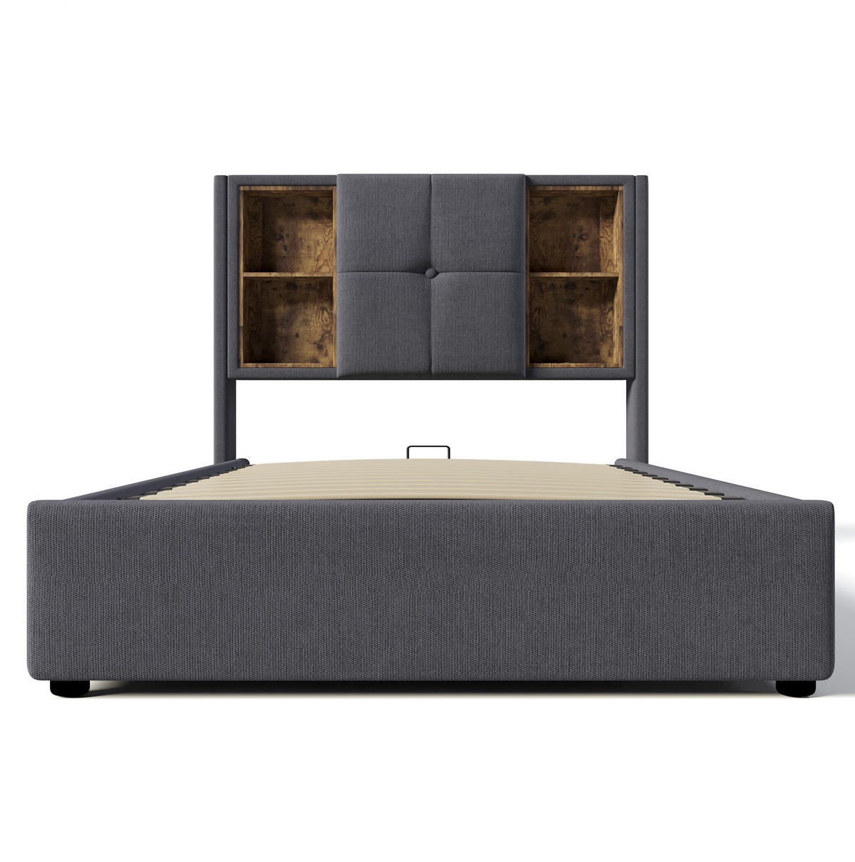 ČALÚNENÁ posteľ z bavlny 90x200 cm sivá s bezdrôtovým nabíjaním, USB-C a úložným priestorom - sivá, textil (90/200cm) - Modfu