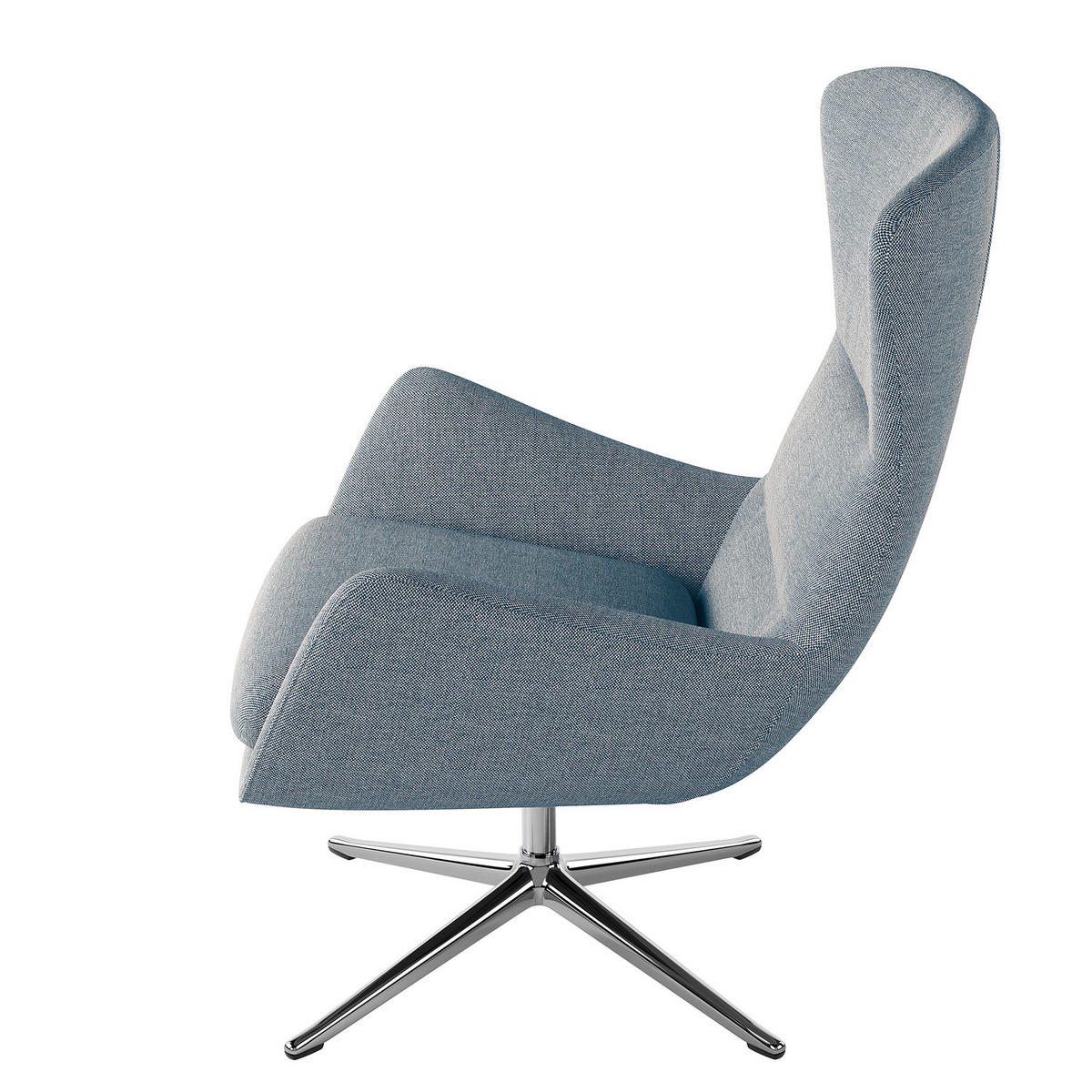 SESSEL mit Kreuzfuß - Chromfarben/Blau, Textil/Metall (84/99/96cm) - home24