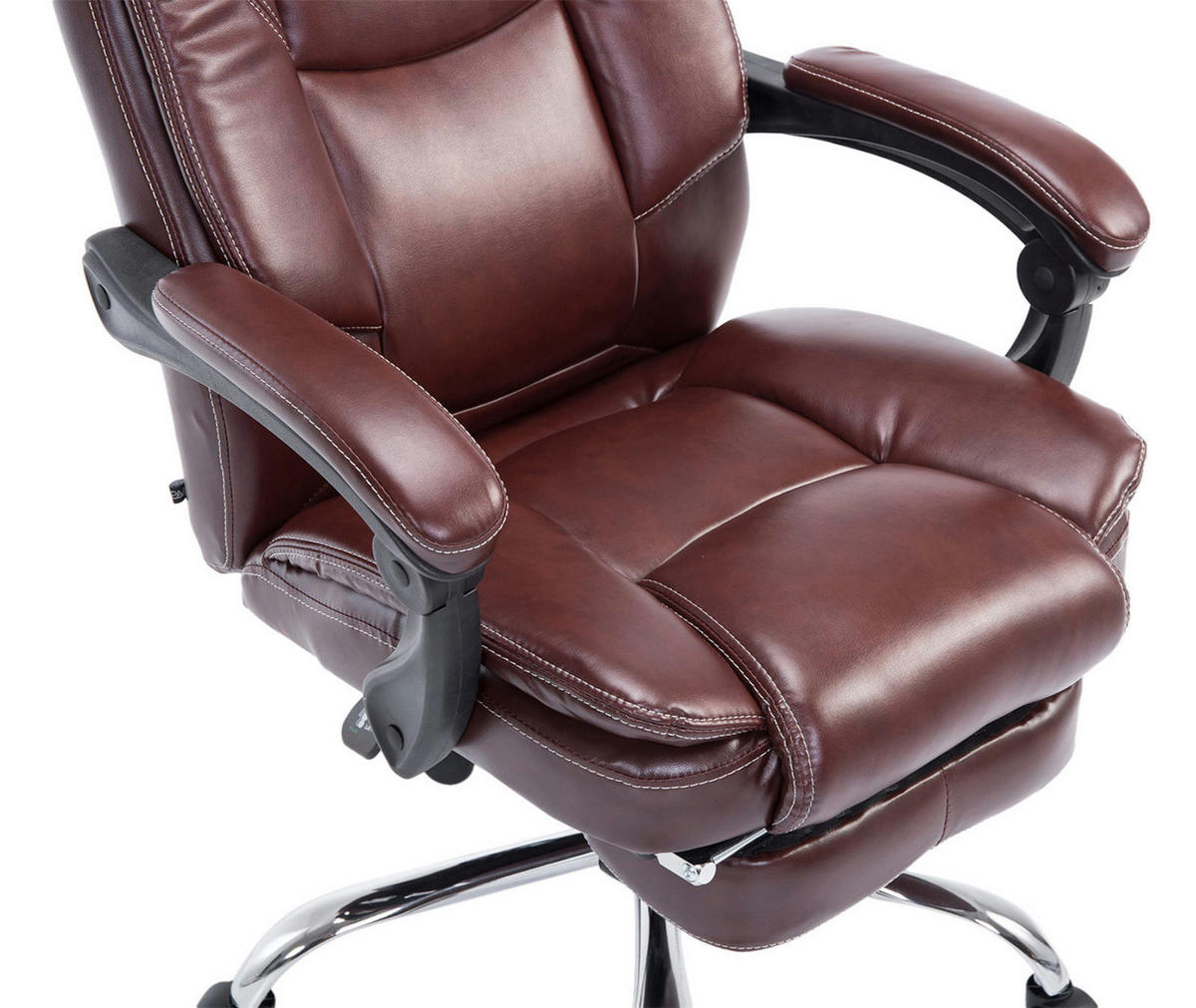 CHEFSESSEL Lederlook Bordeauxrot - Chromfarben/Bordeaux, Textil/Metall (67/114/64cm) - CLP