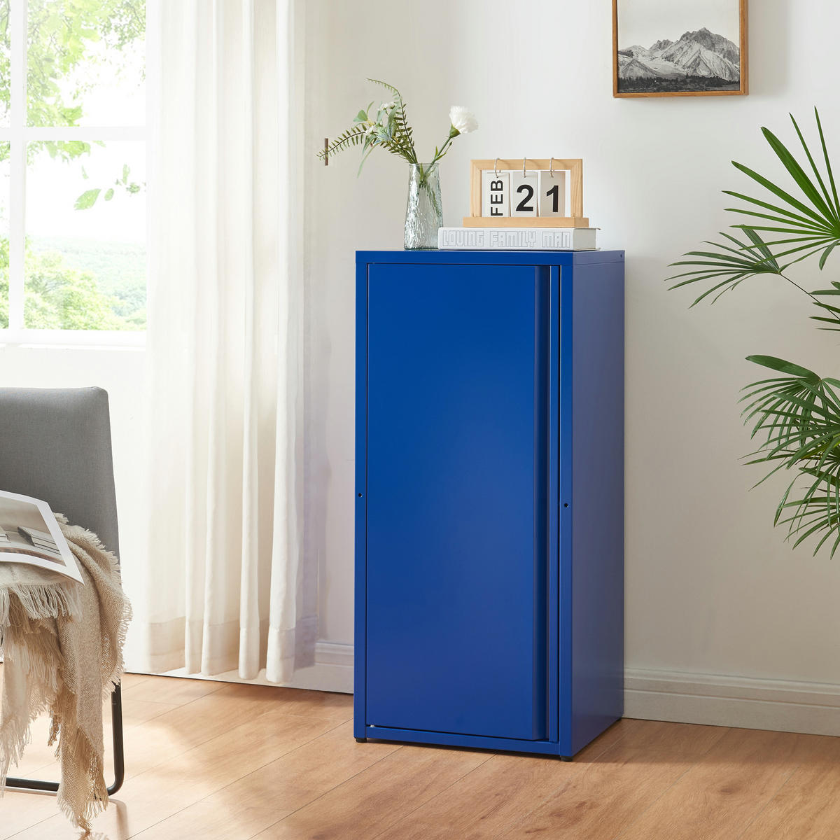 AKTENSCHRANK Burlöv - Blau, Metall (40/88/35cm) - [en.casa]