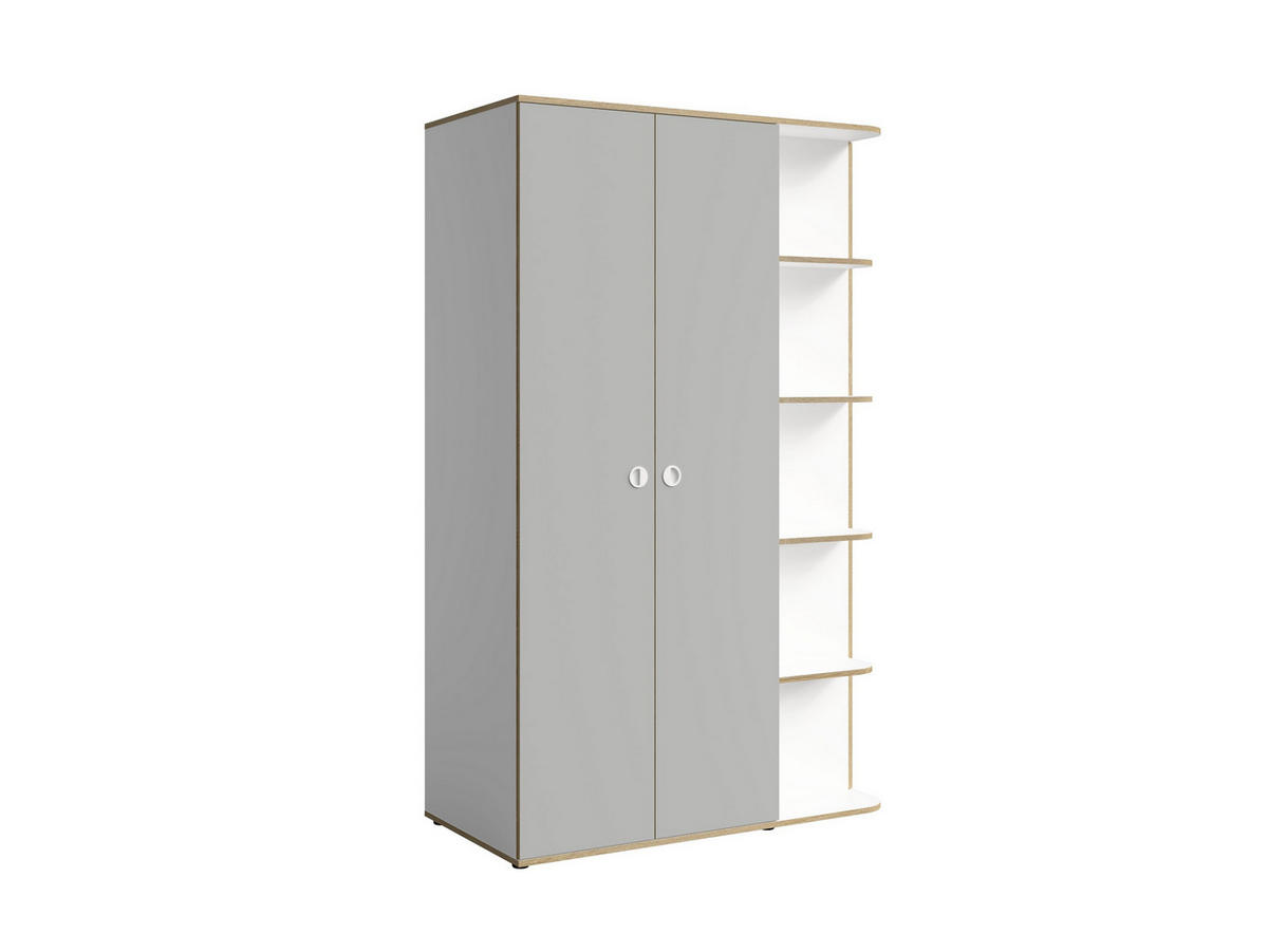 DREHTÜRENSCHRANK AMARIS 120/196,5/60cm 3-türig Weiß - Weiß/Grau, Holzwerkstoff (120/196.5/60cm) - MASSENO