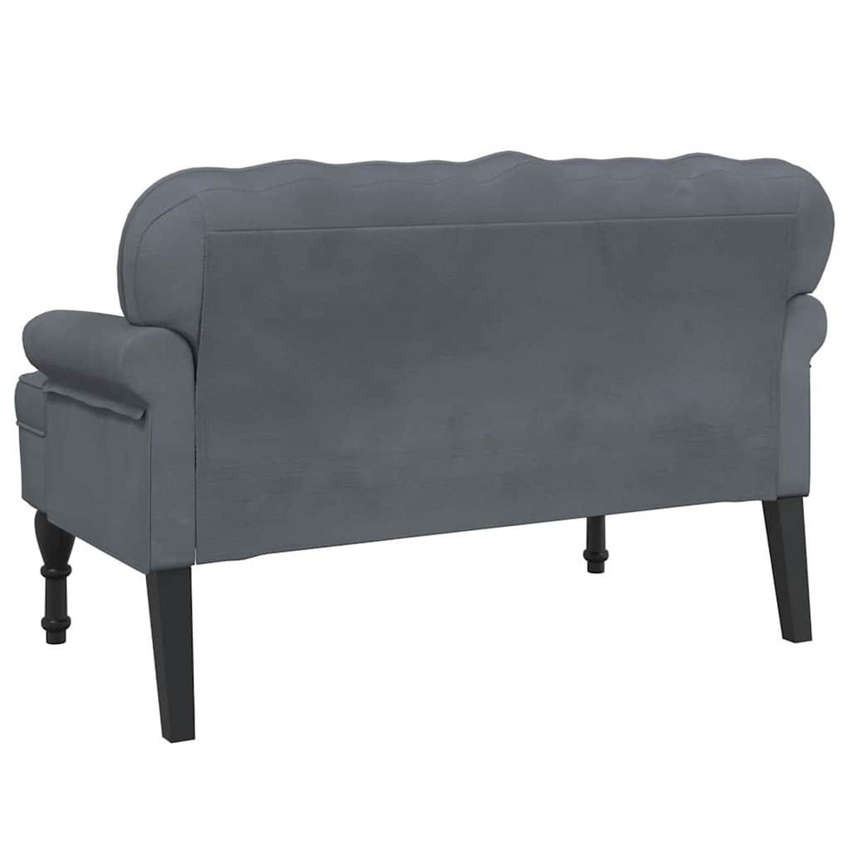 SITZBANK Mit Rückenlehne Dunkelgrau 119,5/64,5/75 Cm Samt - Grau, Naturmaterialen (64.5/75/119.5cm) - vidaXL