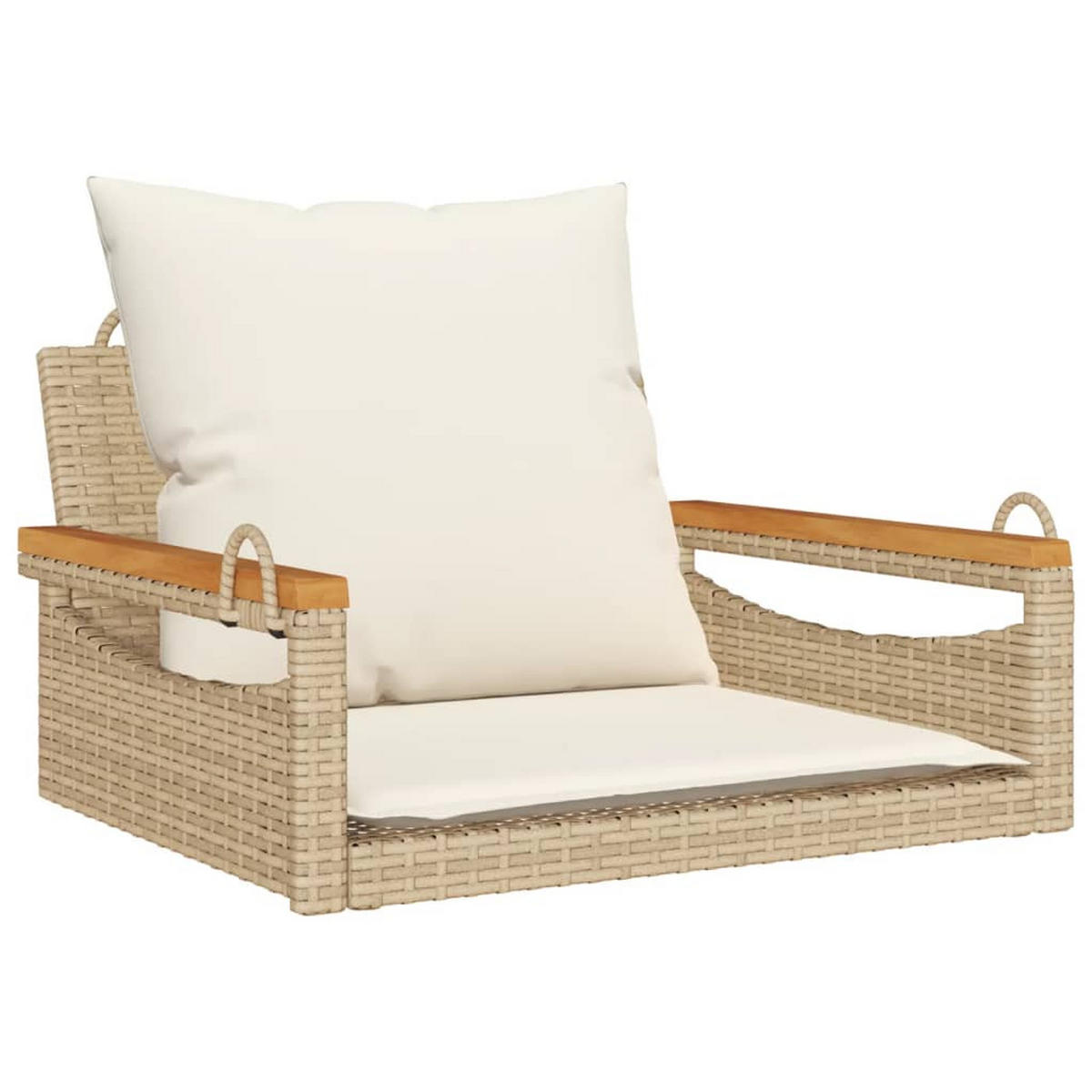 HÄNGESESSEL mit Kissen Beige 63x62x40 cm Poly Rattan - Beige, Holz (63/40/62cm) - furnicato