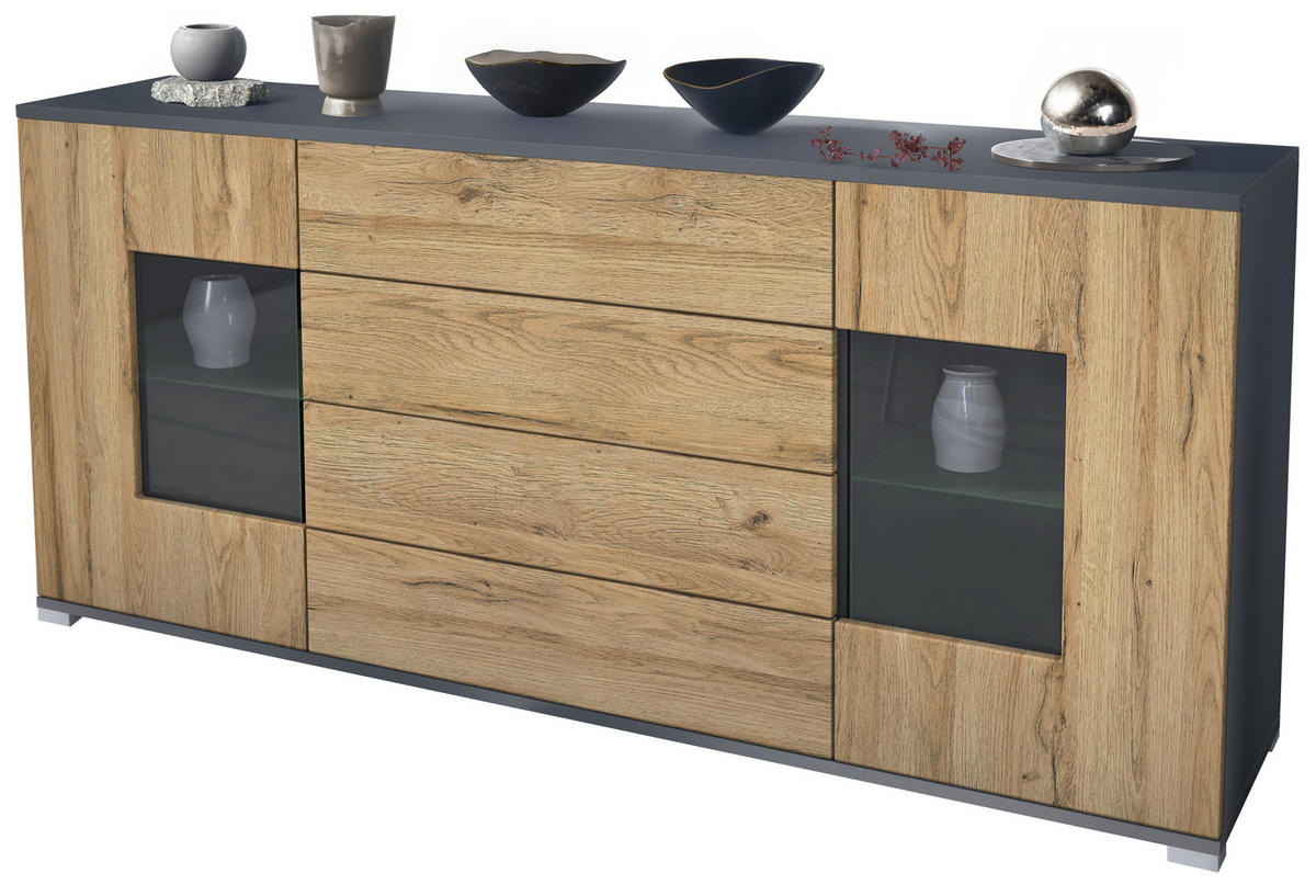 SIDEBOARD Grömitz Eiche Natur - Eichefarben, Holzwerkstoff (166.5/75.5/35cm) - Vladon