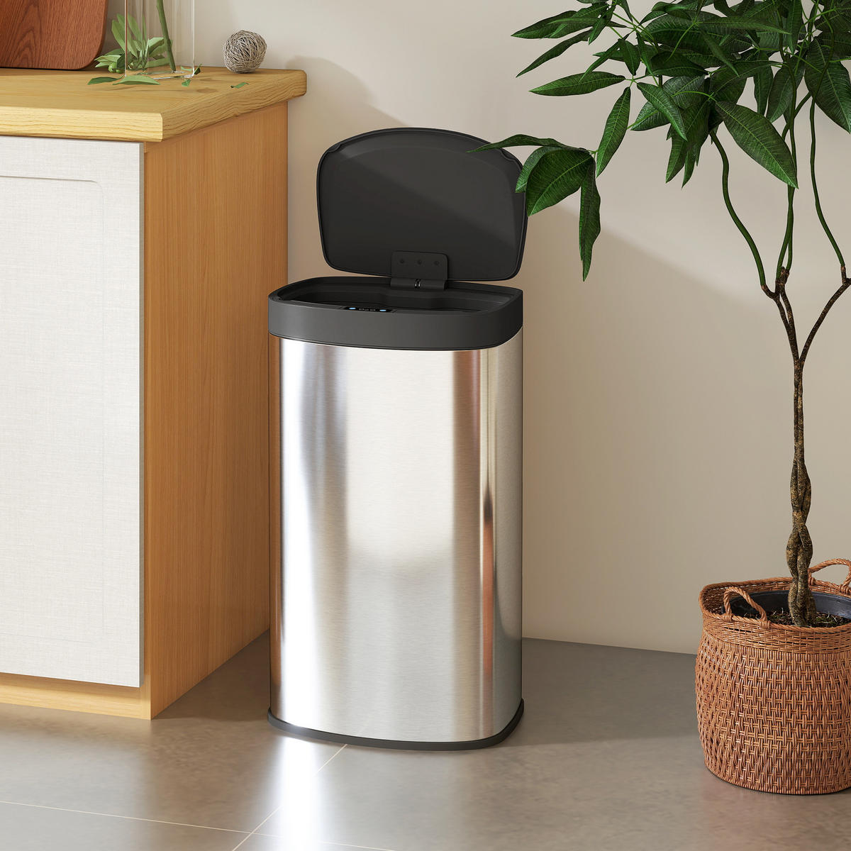 MÜLLEIMER DE-17662 55L Edelstahl mit Infrarotsensor Silber - Silberfarben, Metall (28.5/69/38cm) - ComfortXL