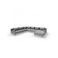 GARTENSOFA BAHAMA XXL Links - Wetterfeste Balkonmöbel & Terrassenmöbel Außen - Moderne Lounge Möbel für Garten - Balkon & Terrasse - Grau - Grau, Kunststoff (410/75/298cm) - Trada