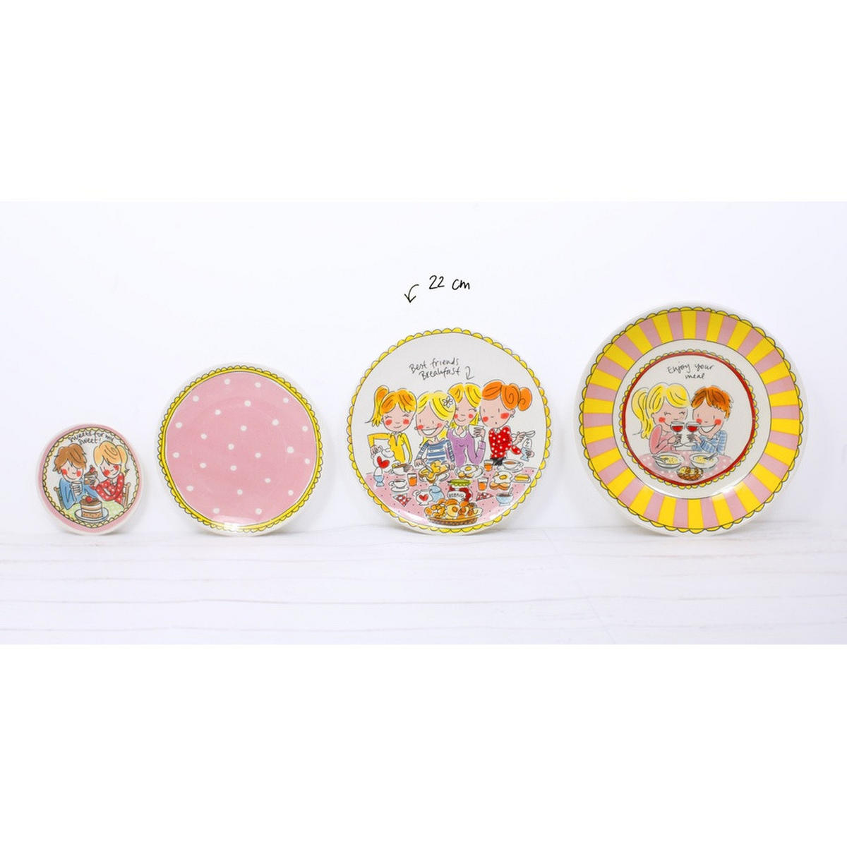TELLER Girls in Bunt - 22cm - Multicolor, Keramik (21.8/21.8/2.5cm) - Blond Amsterdam