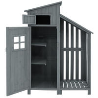 GARTENSCHRANK 124/46/174 cm mit 2 Ablagen und großem Stauraum aus Tannenholz, Grau - Grau, Holz (46/174/124cm) - Redom