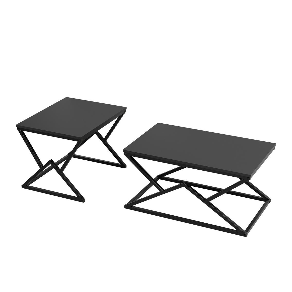 COUCHTISCH mit Holzplatte und Metallgestell, Schwarz - Schwarz, Metall (50/80/40cm)