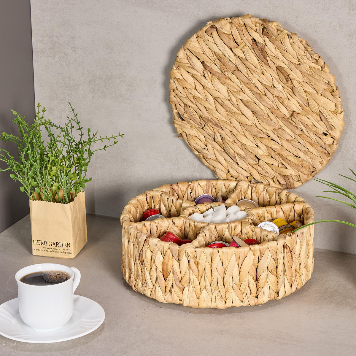 TEEBOX - Beige, Textil (28/11.5/28cm) - Relaxdays