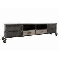 TV-BOARD Mango 220x40x60 grau lackiert HEAVY INDUSTRY #132 - Grau, Holz (40/60/220cm) - Massivmoebel24