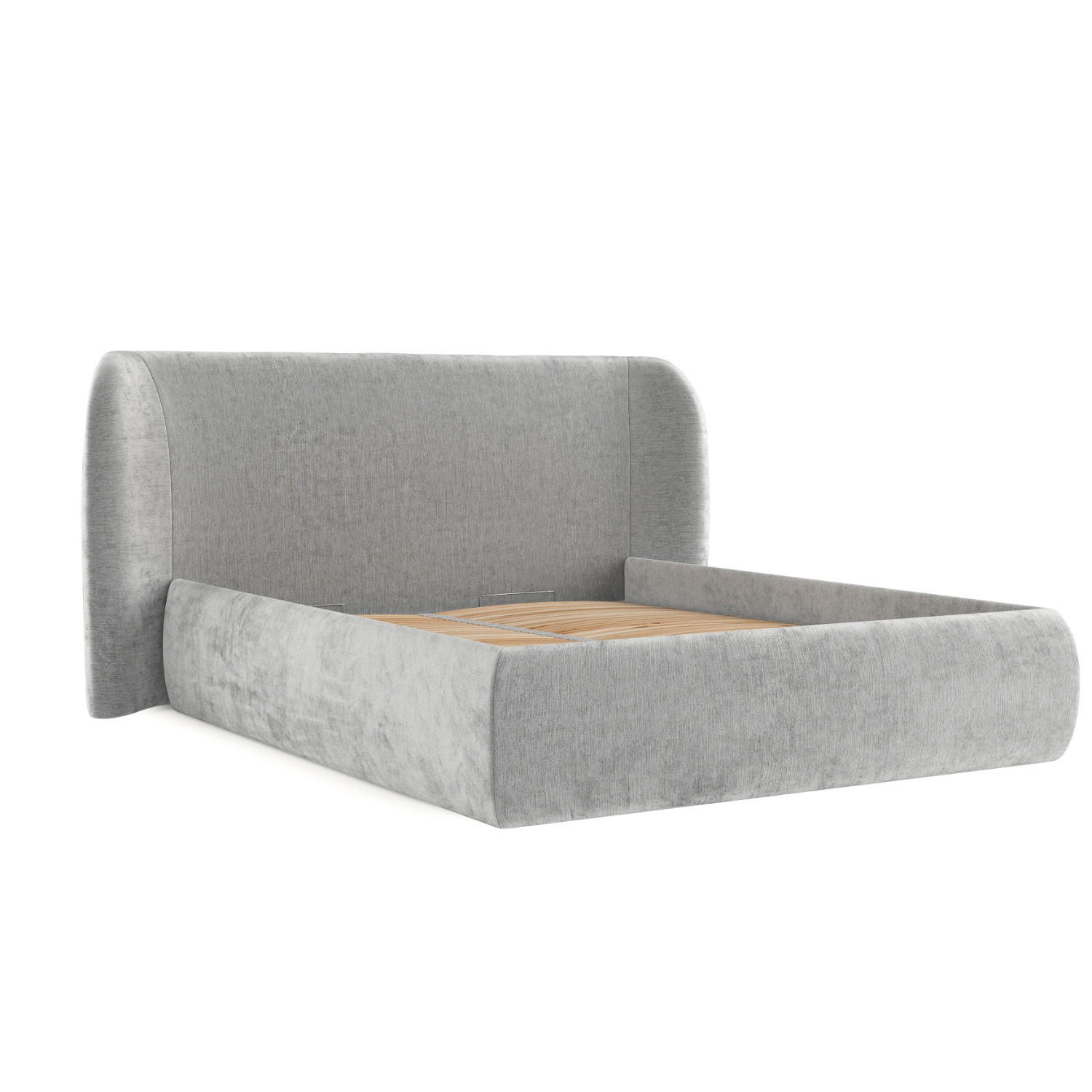 POLSTERBETT Bellano mit Stauraum 180/200 cm Hellgrau im Lotta Stoff - Hellgrau/Schwarz, Holz/Holzwerkstoff (180/200cm) - AltaBeds