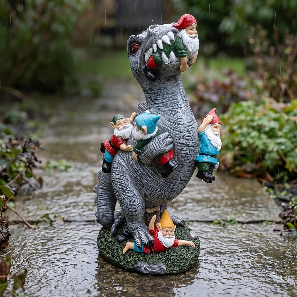 ZAHRADNÍ soška T-Rex - různobarevná, plast (15.5/28.5/9cm) - Relaxdays
