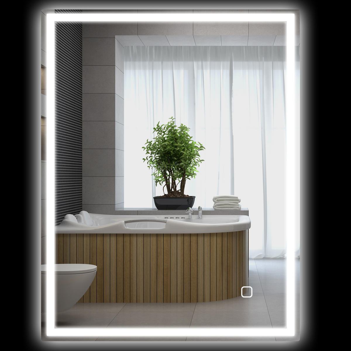 BADEZIMMERSPIEGEL ,90x70 cm,Silber - Silberfarben, Glas (90/4/70cm) - Vallsero