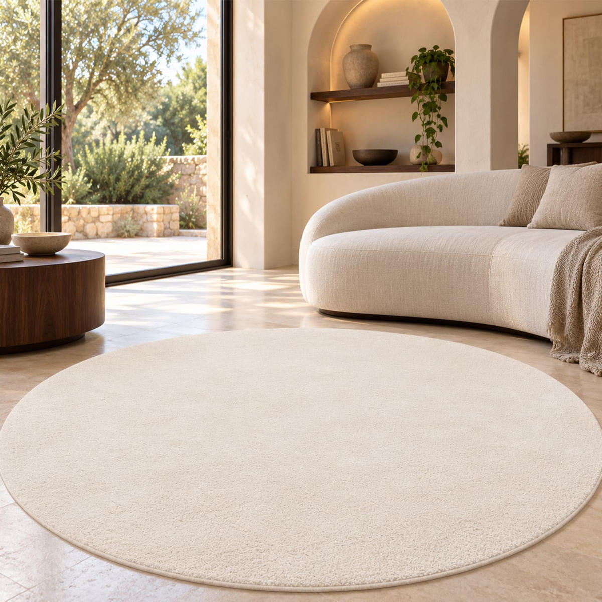 KURZFLORTEPPICH 160/160 cm Cadiz 630 - Creme, Kunststoff (160/160cm) - Paco Home