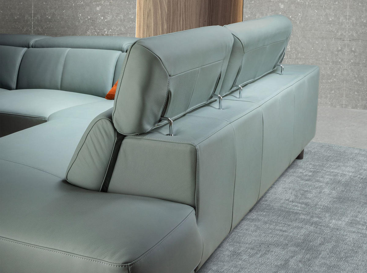 ECKSOFA Relax-Ecksofa rechts in türkisgrünem Leder 306/229/97 cm - Türkis/Schwarz, Leder/Holz (306/229cm) - ANGEL CERDA