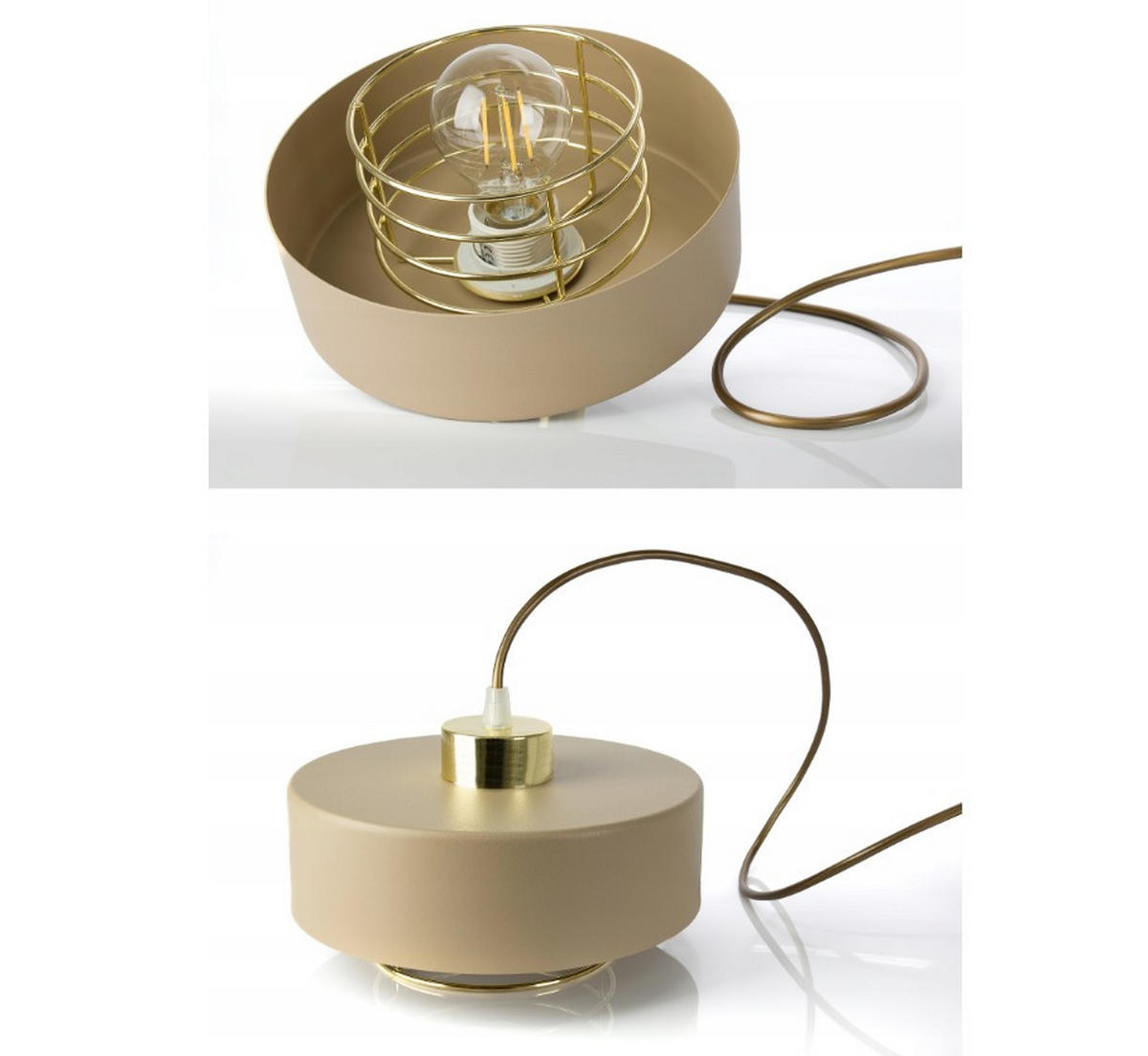 PENDELLEUCHTE ECRU - Beige/Goldfarben, Metall (44/44/100cm) - kiki design