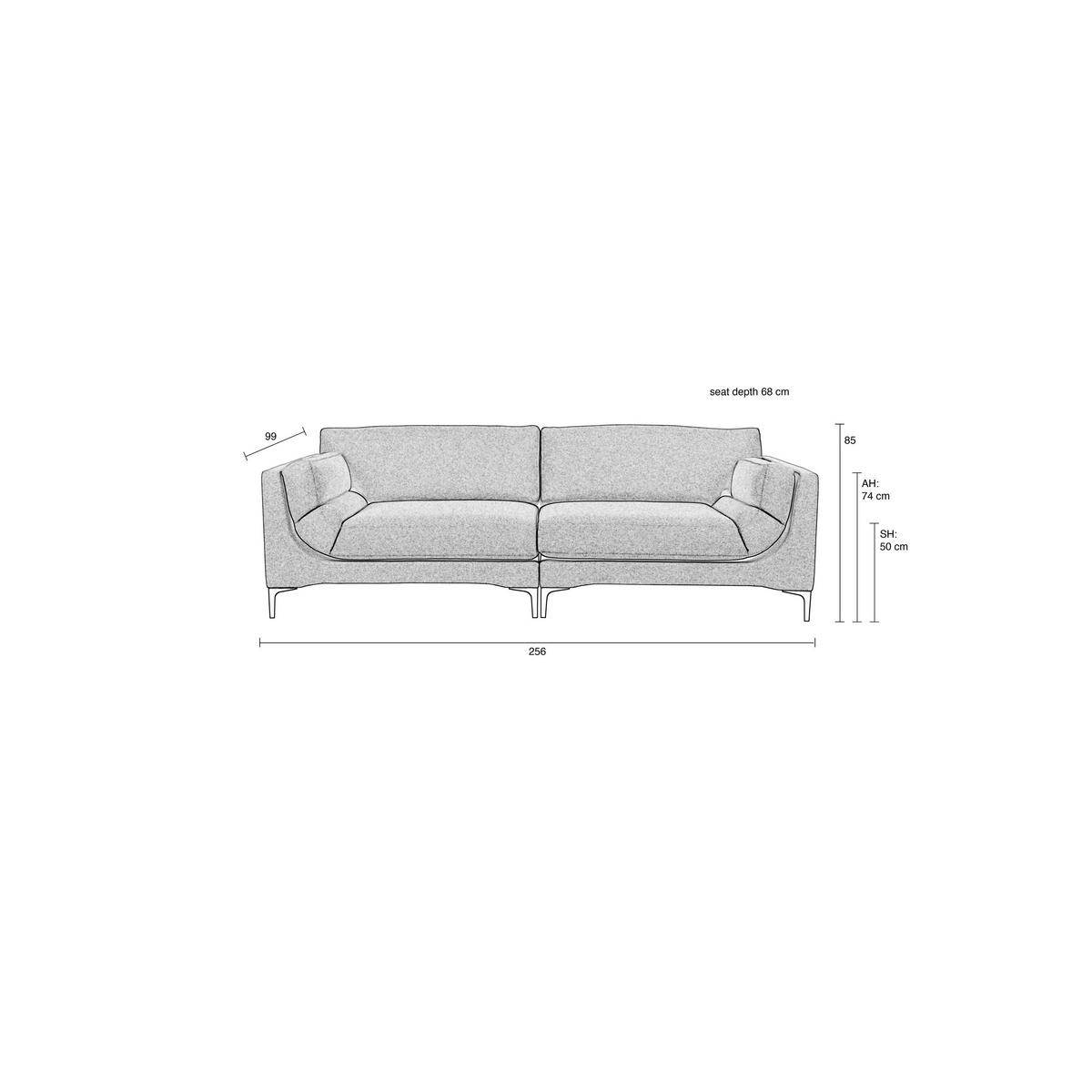 SOFA 3-SITZER Balcony Beige - Beige, Textil (256/85/99cm) - Zuiver