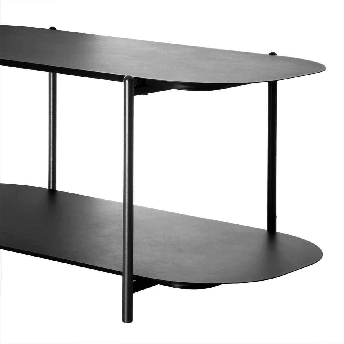 ZWEISTUFIGER Couchtisch aus schwarzem Metall 58/45,5/100 cm - Schwarz, Metall (100/58/45.5cm) - Calicosy