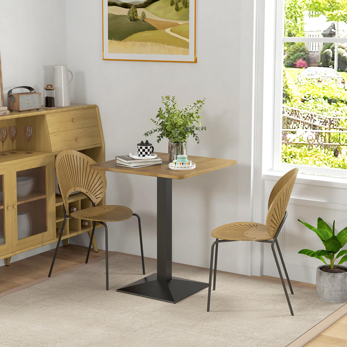 ESSTISCH Spanplatte Stahl Dunkelbraun Schwarz - Dunkelbraun/Schwarz, Holzwerkstoff/Metall (70/70/75cm) - HOMCOM