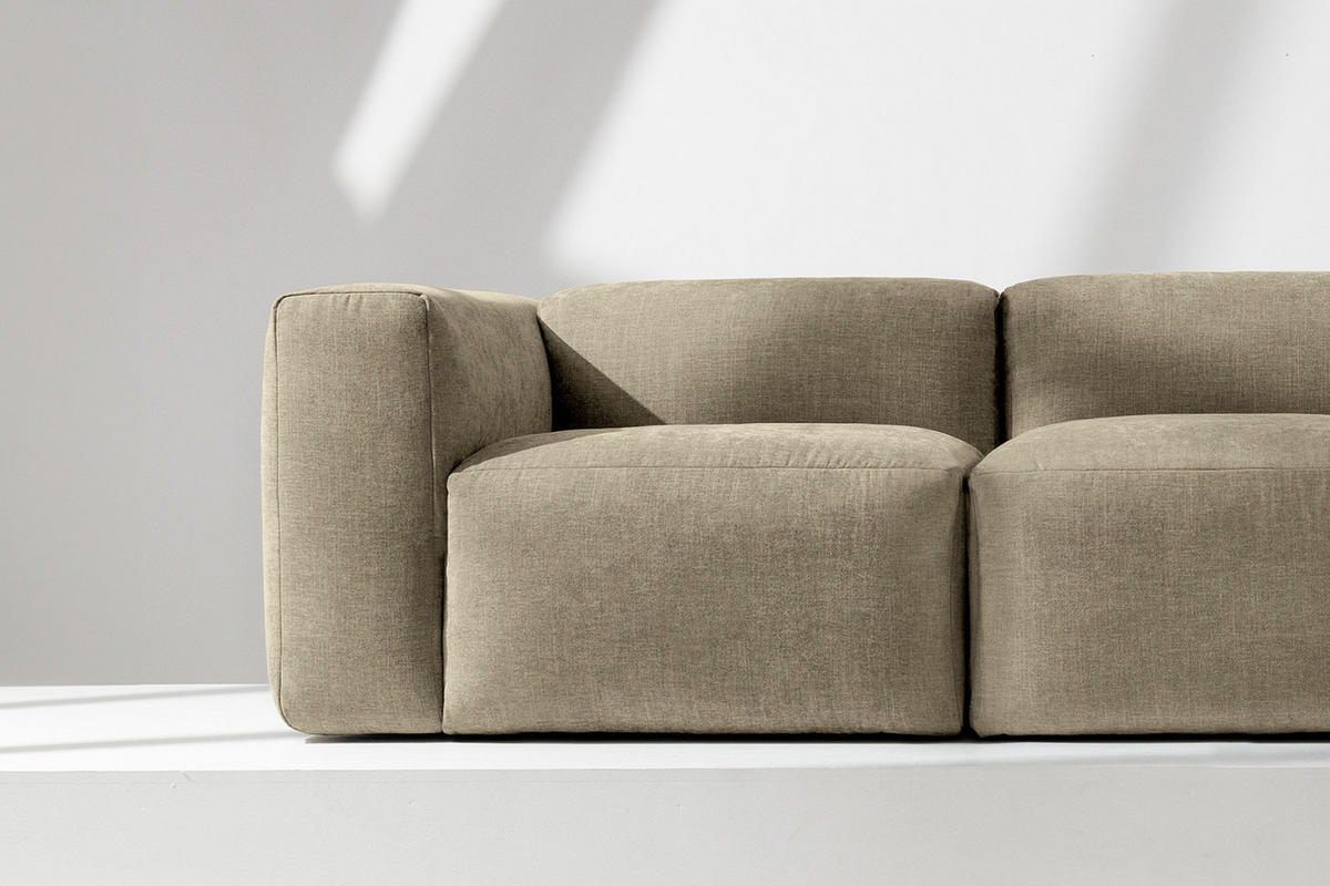 3-SITZER-MODULSOFA BUFFO mit extrem weicher und bequemer Sitzfläche, Gewebestoff, sandfarben - Sandfarben, Textil (290/73/96cm) - KONSIMO®