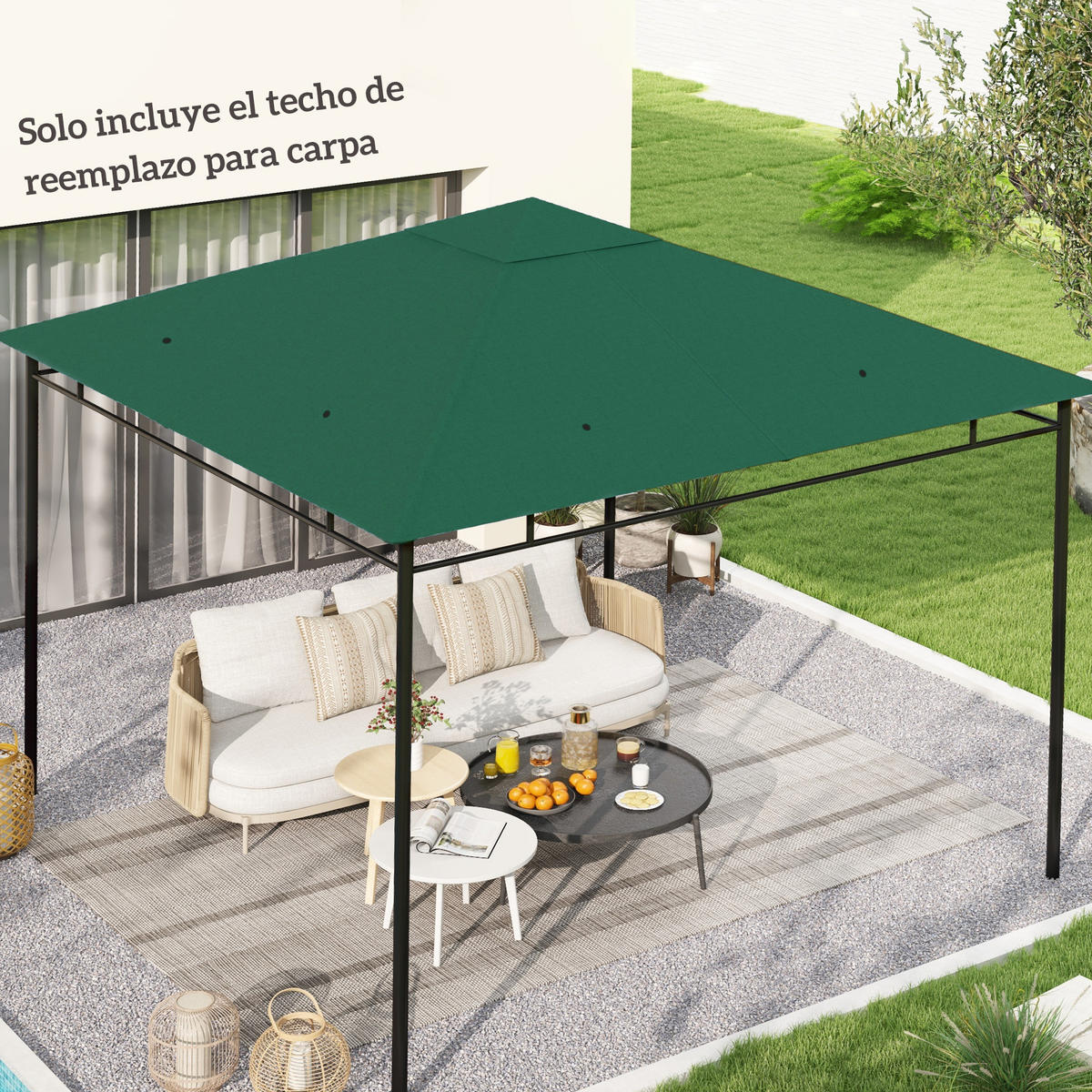 ERSATZDACH, 300x300 cm für Pavillon mit 8 Entwässerungslöchern, grün - Multicolor, Kunststoff (298/295cm) - FORIOUS
