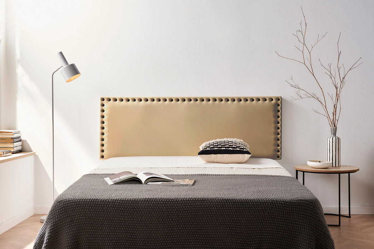 KOPFTEIL gepolstert MODENA Kunstleder 115x55x8 cm - Gold - Moonia - Goldfarben, Holz (115/8/55cm)