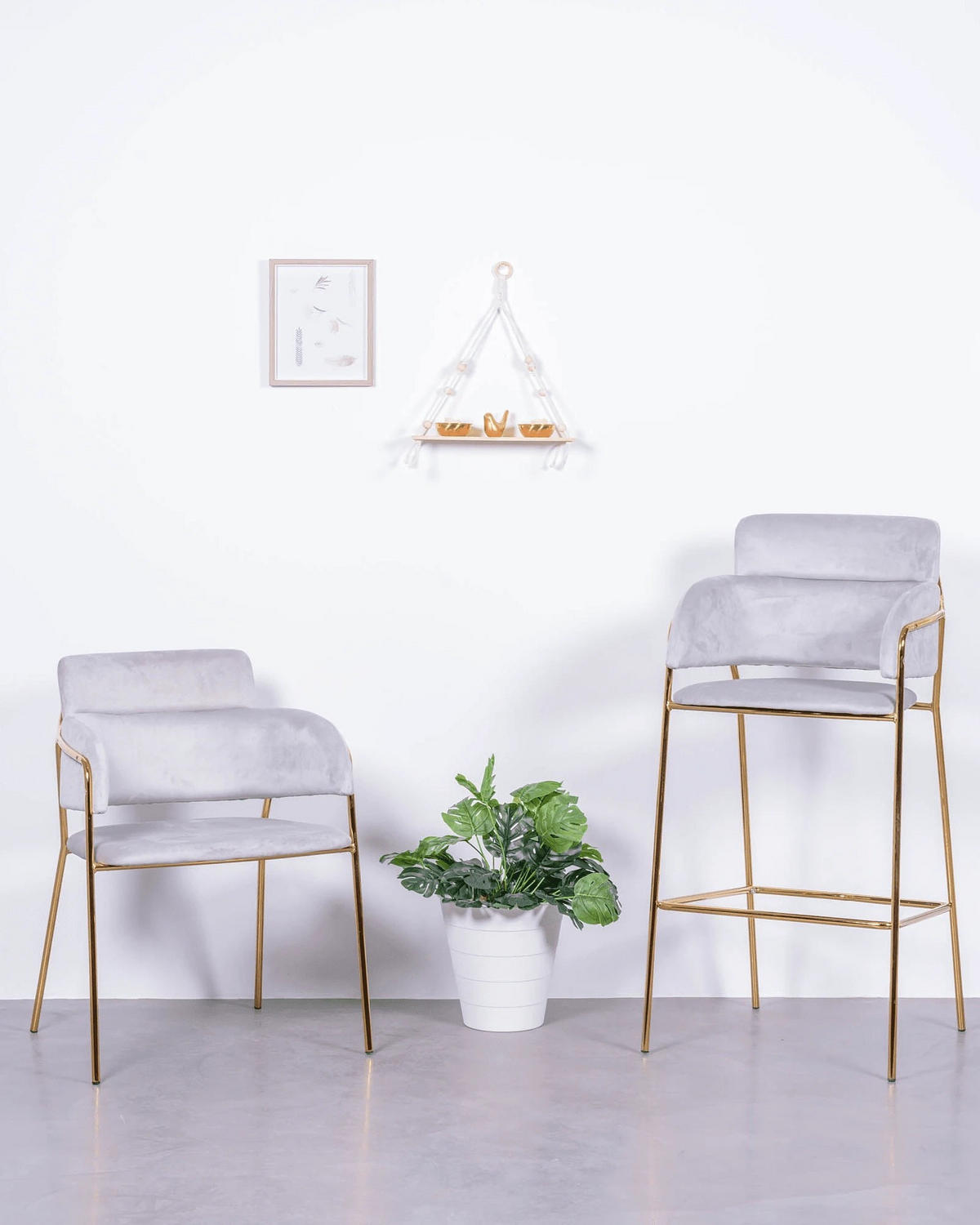 STÜHL-SET 2 Stück Samt Grau - Grau, Textil (60/78/52cm) - Nest Dream