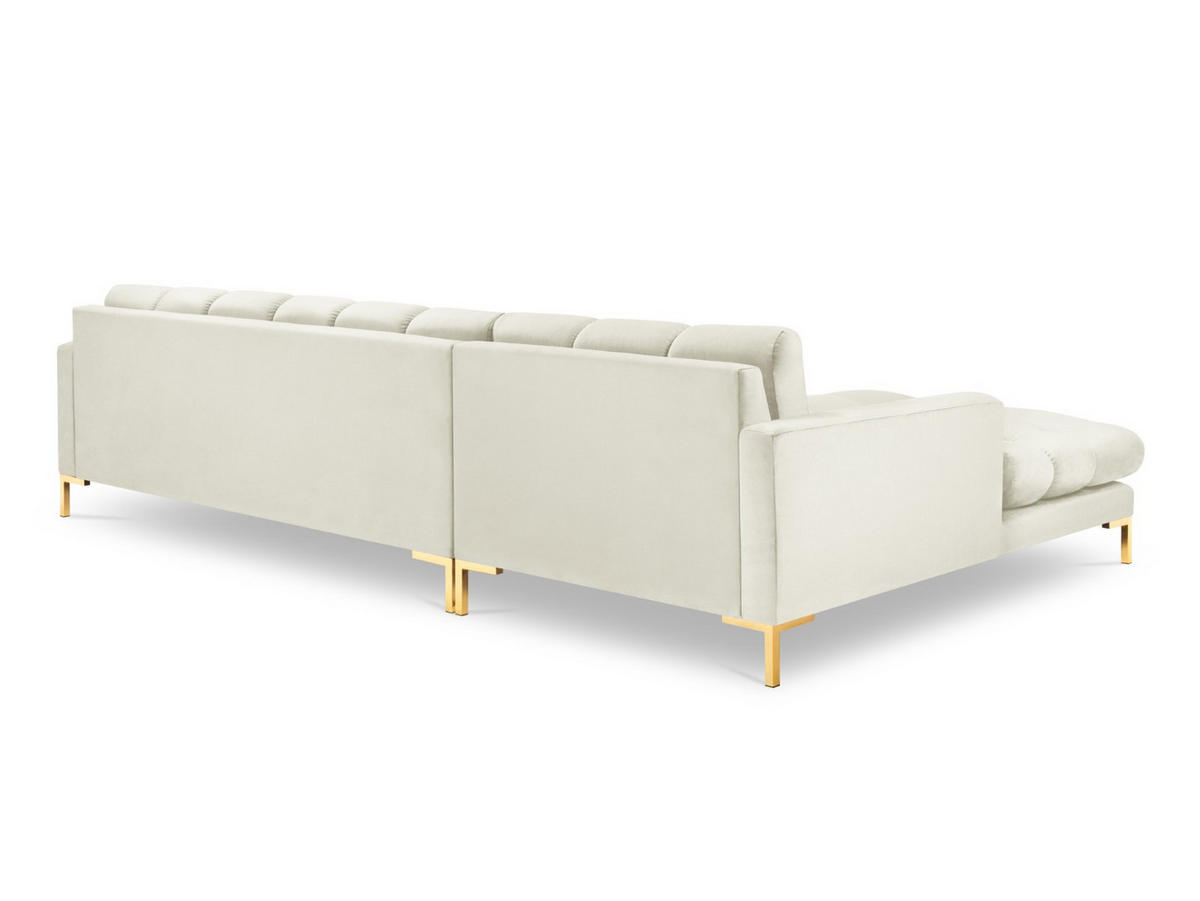 ECKSOFA links Mamaia aus Samt leichtes beige 5 Sitzplätze - Creme, Textil (185/293cm) - Micadoni